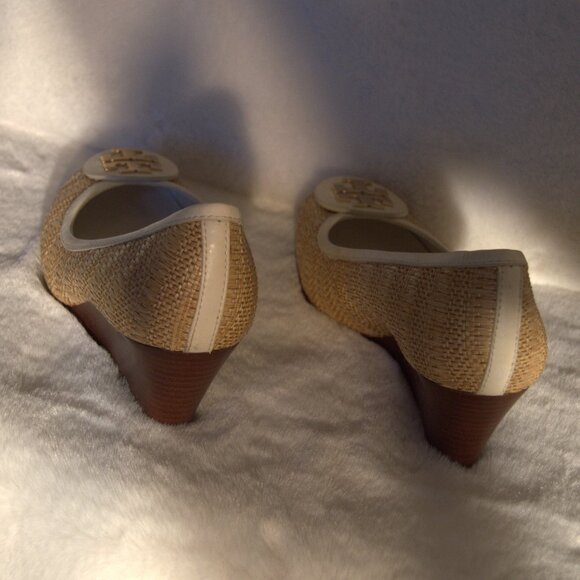 Tory Burch Rattan Raffia wedge heels size 11M - Picture 2 of 4